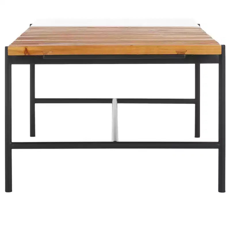 Tavolino da caffè con piano scanalato in legno di abete e base a cavalletto in finto marmo, 106,7 cm L x 59,9 cm P x 41,1 cm H