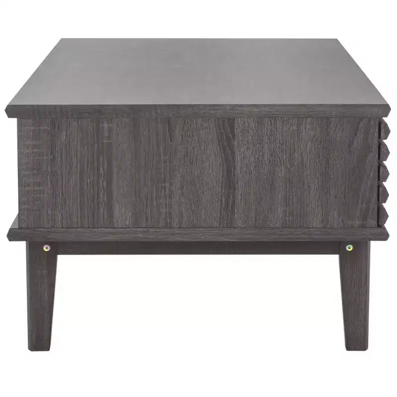 Tavolino da Caffè 2 Ante Ripiano Aperto Facciata a Doghe Legno Nero Distressed, Capacità 82 kg
