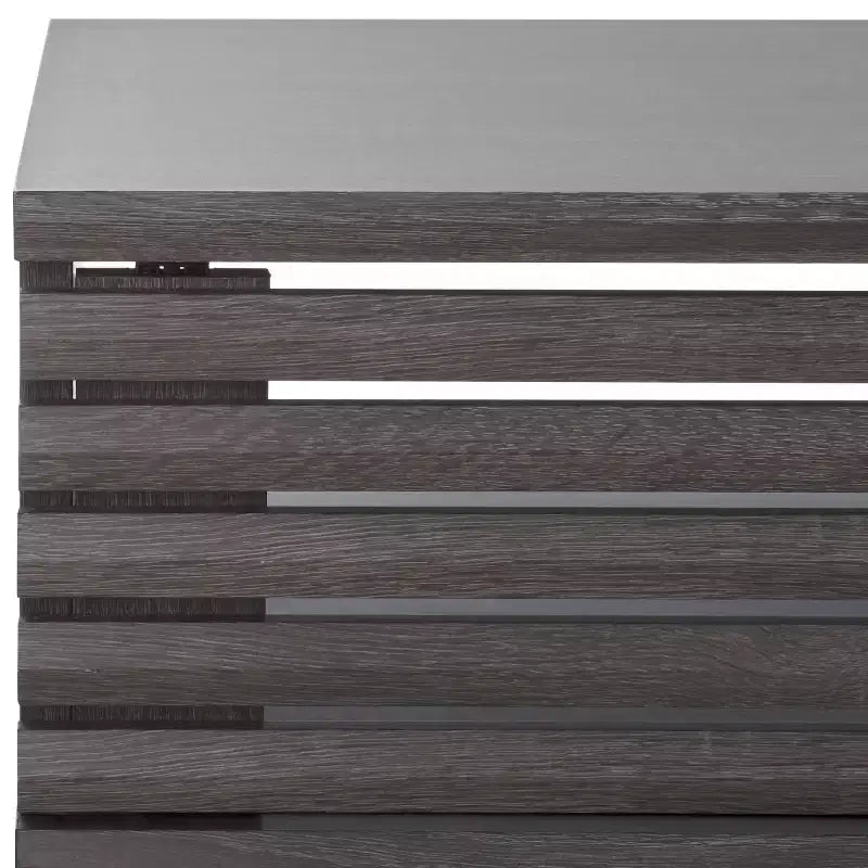 Tavolino da Caffè 2 Ante Ripiano Aperto Facciata a Doghe Legno Nero Distressed, Capacità 82 kg