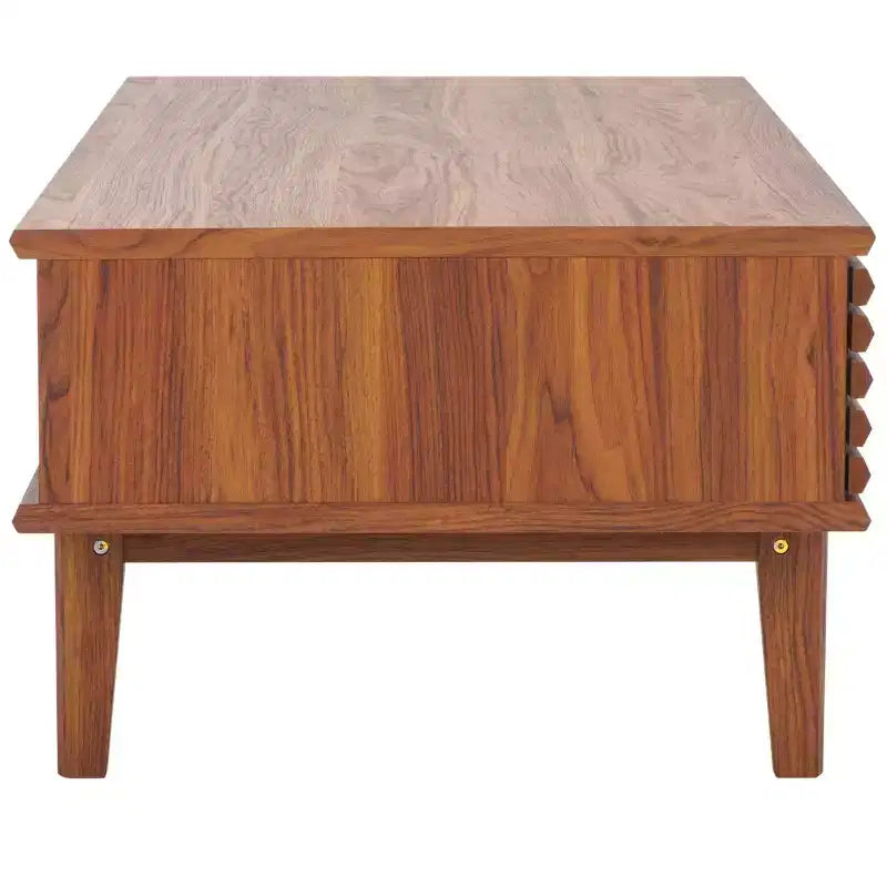 Tavolino da Caffè 2 Ante Ripiano Aperto Facciata a Doghe Legno Nero Distressed, Capacità 82 kg