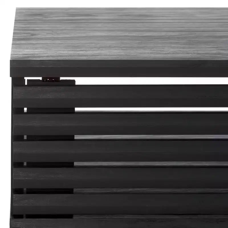 Tavolino da Caffè 2 Ante Ripiano Aperto Facciata a Doghe Legno Nero Distressed, Capacità 82 kg