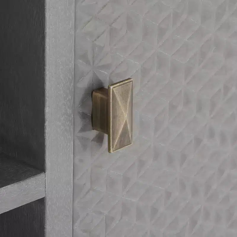 Mobile TV 2 ante 1 ripiano finitura Bianco Lavato Grigio Pino e MDF, Per TV fino a 50", L 120 cm x H 50 cm