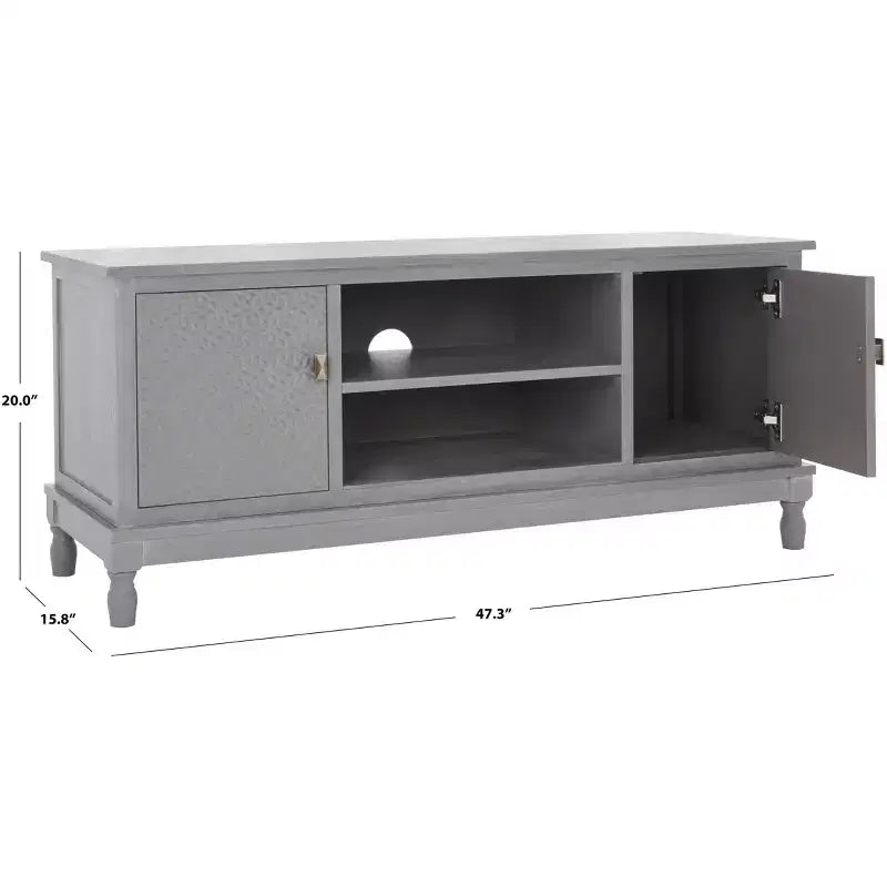 Mobile TV 2 ante 1 ripiano finitura Bianco Lavato Grigio Pino e MDF, Per TV fino a 50", L 120 cm x H 50 cm