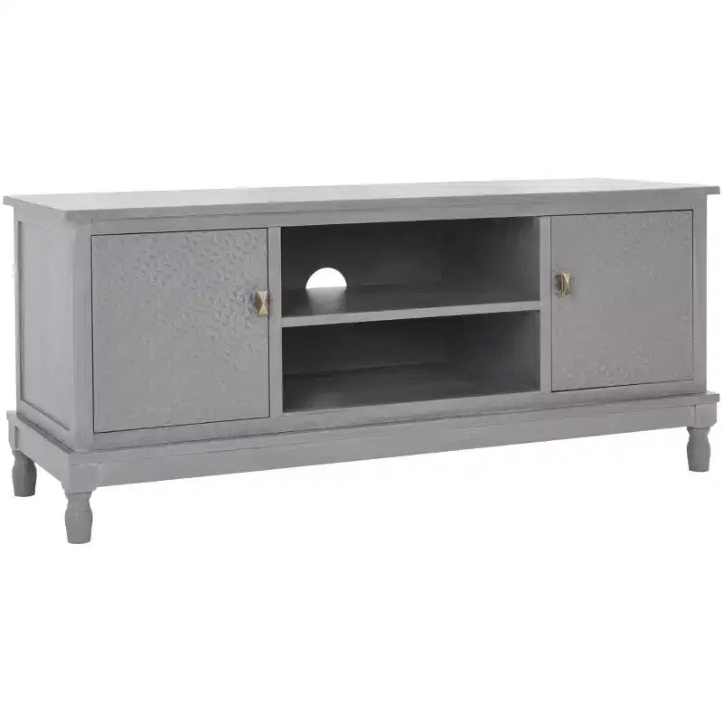 Mobile TV 2 ante 1 ripiano finitura Bianco Lavato Grigio Pino e MDF, Per TV fino a 50", L 120 cm x H 50 cm