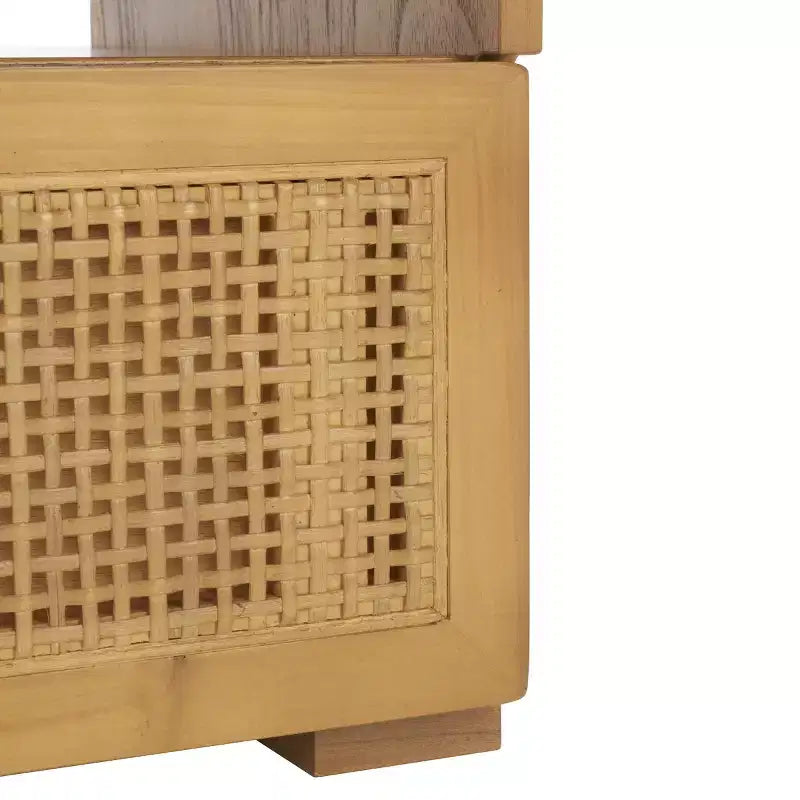 Mobile TV Media con 2 Cassetti Ripiano Aperto Pannelli in Rattan, Adatto a TV fino a 50", 120,65 cm L x 43,18 cm H