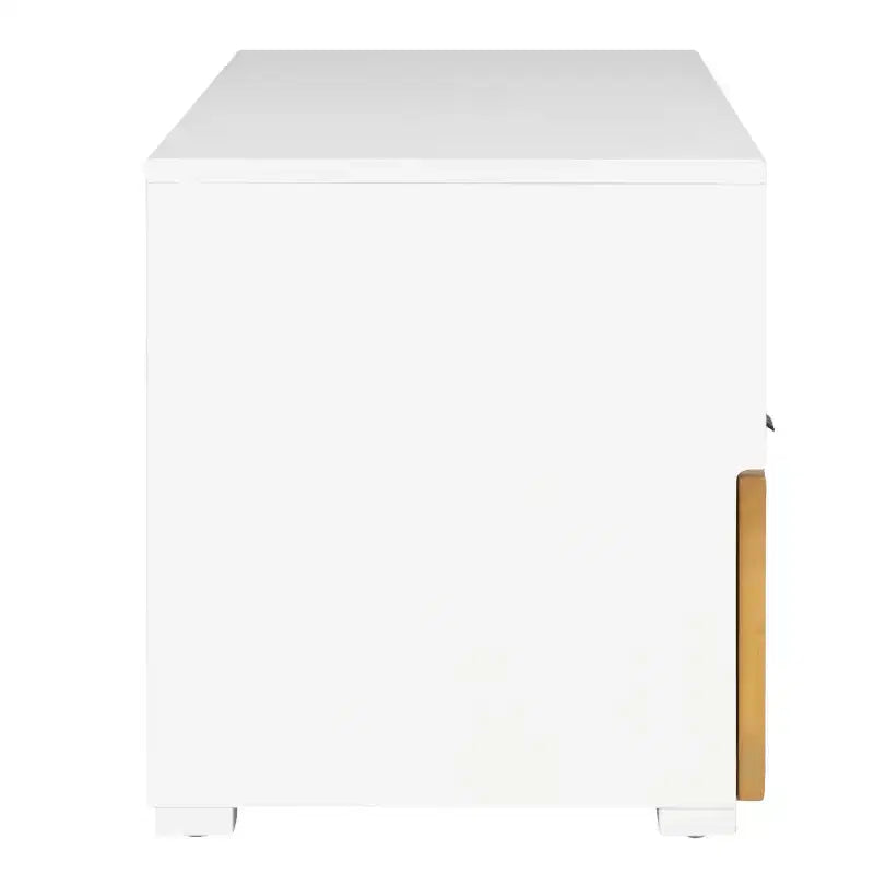 Mobile TV Media con 2 Cassetti Ripiano Aperto Pannelli in Rattan, Adatto a TV fino a 50", 120,65 cm L x 43,18 cm H