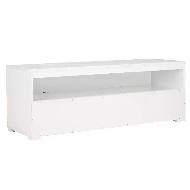 Mobile TV Media con 2 Cassetti Ripiano Aperto Pannelli in Rattan, Adatto a TV fino a 50", 120,65 cm L x 43,18 cm H