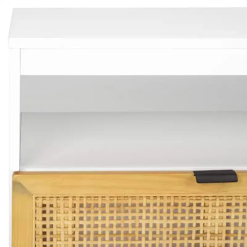 Mobile TV Media con 2 Cassetti Ripiano Aperto Pannelli in Rattan, Adatto a TV fino a 50", 120,65 cm L x 43,18 cm H