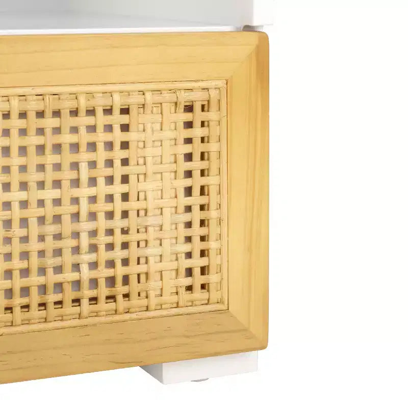 Mobile TV Media con 2 Cassetti Ripiano Aperto Pannelli in Rattan, Adatto a TV fino a 50", 120,65 cm L x 43,18 cm H
