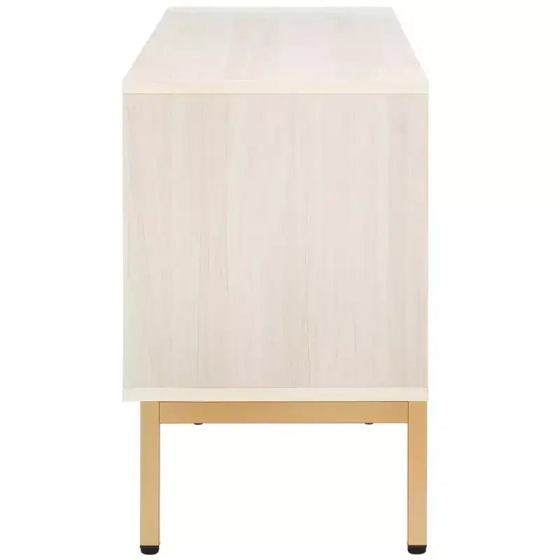 Mobile TV, Credenza Multimediale con 2 Cassetti, 2 Ripiani e Dettagli Scanalati, Noce, Adatto a TV fino a 65", 60.4"L