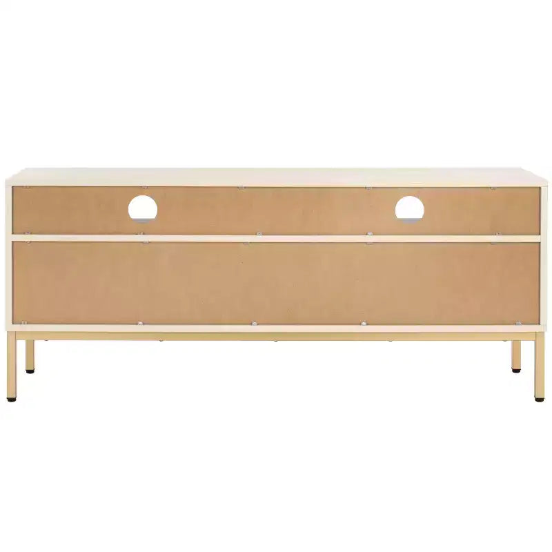 Mobile TV, Credenza Multimediale con 2 Cassetti, 2 Ripiani e Dettagli Scanalati, Noce, Adatto a TV fino a 65", 60.4"L