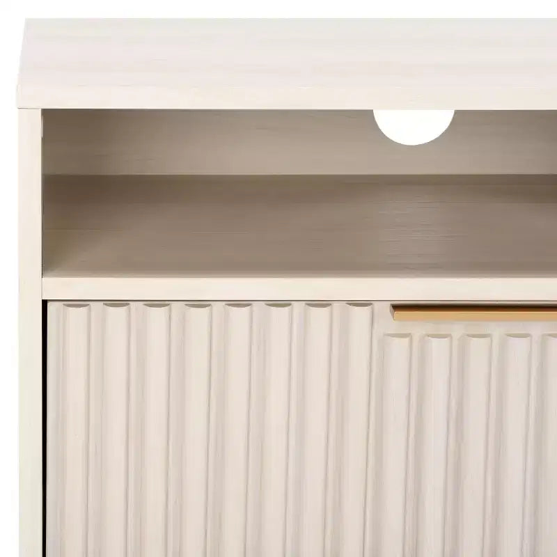 Mobile TV, Credenza Multimediale con 2 Cassetti, 2 Ripiani e Dettagli Scanalati, Noce, Adatto a TV fino a 65", 60.4"L