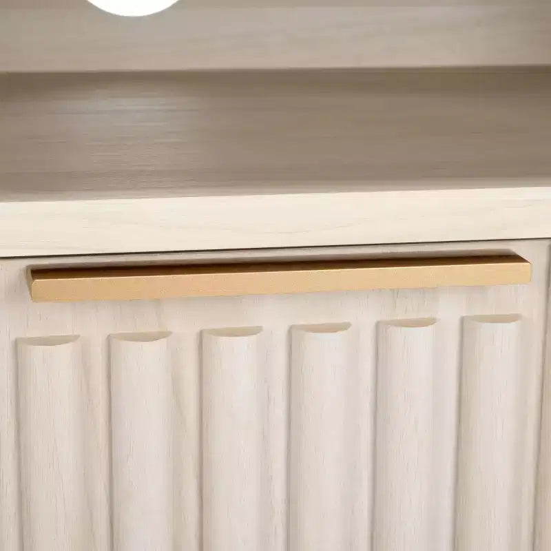 Mobile TV, Credenza Multimediale con 2 Cassetti, 2 Ripiani e Dettagli Scanalati, Noce, Adatto a TV fino a 65", 60.4"L