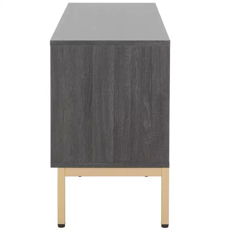 Mobile TV, Credenza Multimediale con 2 Cassetti, 2 Ripiani e Dettagli Scanalati, Noce, Adatto a TV fino a 65", 60.4"L