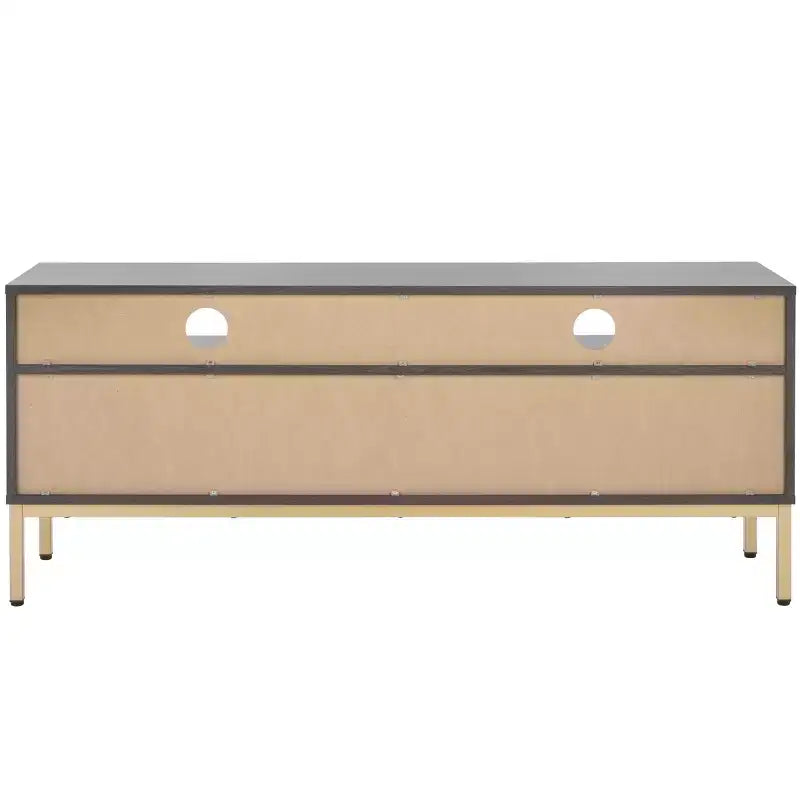 Mobile TV, Credenza Multimediale con 2 Cassetti, 2 Ripiani e Dettagli Scanalati, Noce, Adatto a TV fino a 65", 60.4"L