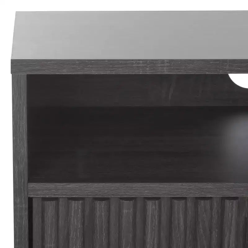 Mobile TV, Credenza Multimediale con 2 Cassetti, 2 Ripiani e Dettagli Scanalati, Noce, Adatto a TV fino a 65", 60.4"L