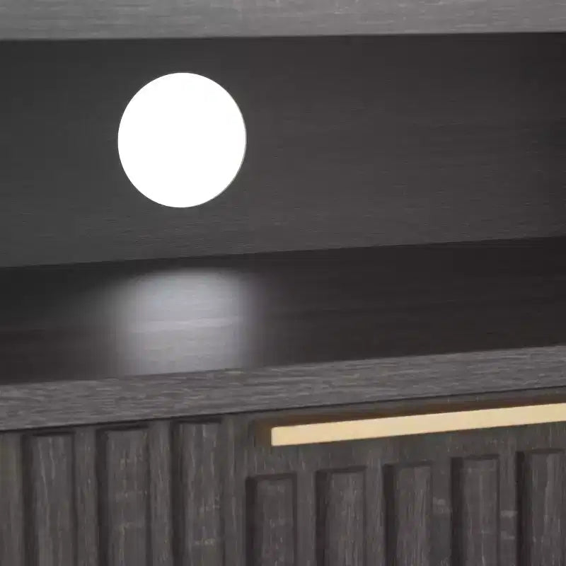 Mobile TV, Credenza Multimediale con 2 Cassetti, 2 Ripiani e Dettagli Scanalati, Noce, Adatto a TV fino a 65", 60.4"L