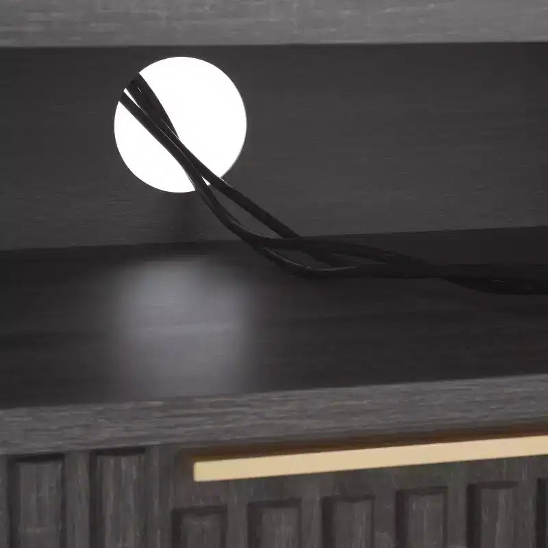Mobile TV, Credenza Multimediale con 2 Cassetti, 2 Ripiani e Dettagli Scanalati, Noce, Adatto a TV fino a 65", 60.4"L