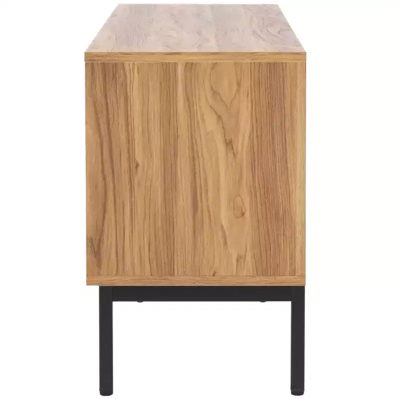 Mobile TV, Credenza Multimediale con 2 Cassetti, 2 Ripiani e Dettagli Scanalati, Noce, Adatto a TV fino a 65", 60.4"L