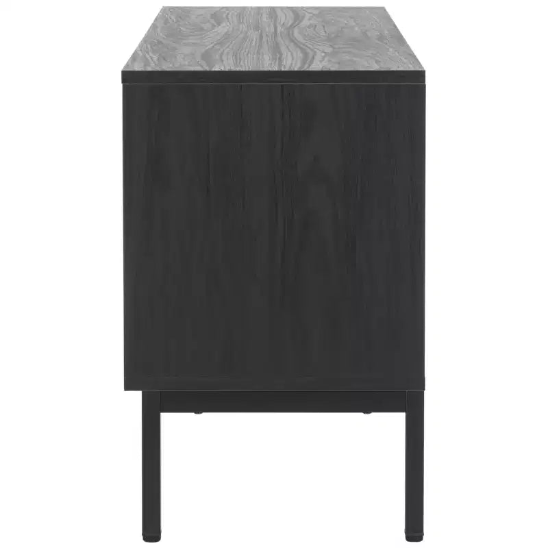Mobile TV, Credenza Multimediale con 2 Cassetti, 2 Ripiani e Dettagli Scanalati, Noce, Adatto a TV fino a 65", 60.4"L
