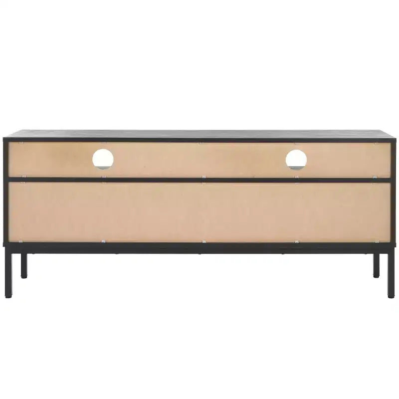 Mobile TV, Credenza Multimediale con 2 Cassetti, 2 Ripiani e Dettagli Scanalati, Noce, Adatto a TV fino a 65", 60.4"L