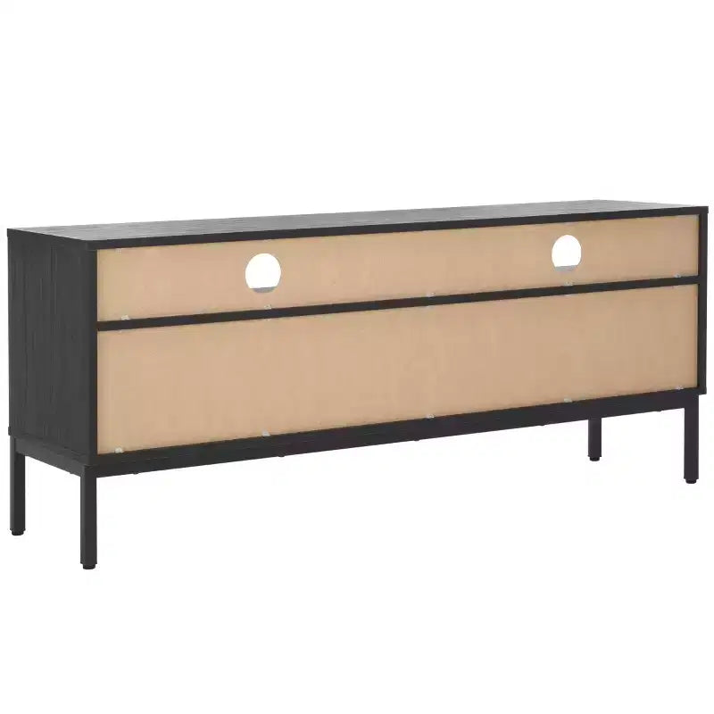Mobile TV, Credenza Multimediale con 2 Cassetti, 2 Ripiani e Dettagli Scanalati, Noce, Adatto a TV fino a 65", 60.4"L