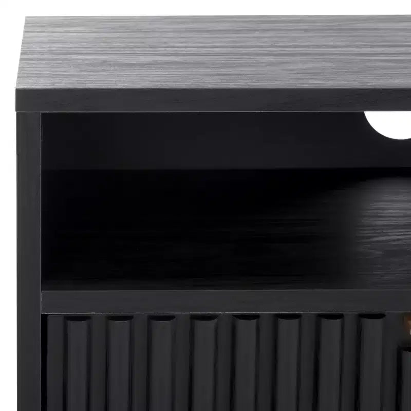 Mobile TV, Credenza Multimediale con 2 Cassetti, 2 Ripiani e Dettagli Scanalati, Noce, Adatto a TV fino a 65", 60.4"L
