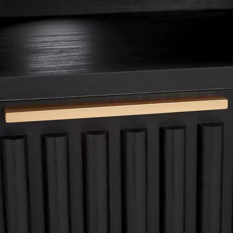 Mobile TV, Credenza Multimediale con 2 Cassetti, 2 Ripiani e Dettagli Scanalati, Noce, Adatto a TV fino a 65", 60.4"L