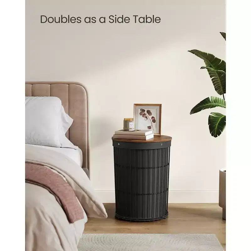 Cesto portabiancheria rotondo con coperchio da 94,6 L, fodera rimovibile, MDF, 46 cm L x 53,3 cm H