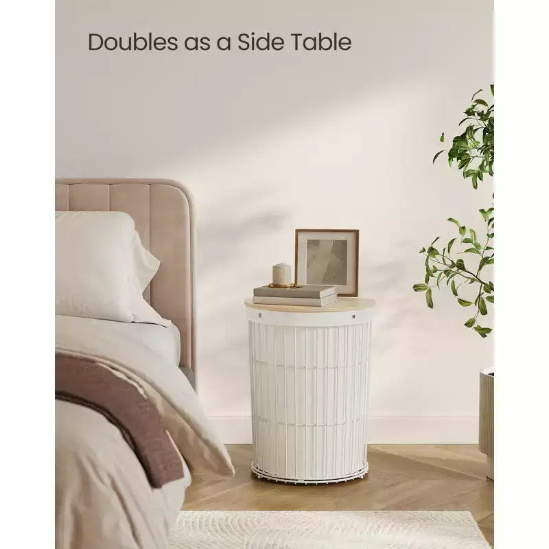Cesto portabiancheria rotondo con coperchio da 94,6 L, fodera rimovibile, MDF, 46 cm L x 53,3 cm H
