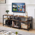 VECELO 65 Inches TV Stand, Entertainment Center with Storage Shelves & Hooks, 3-Tier Modern Wooden Console Table