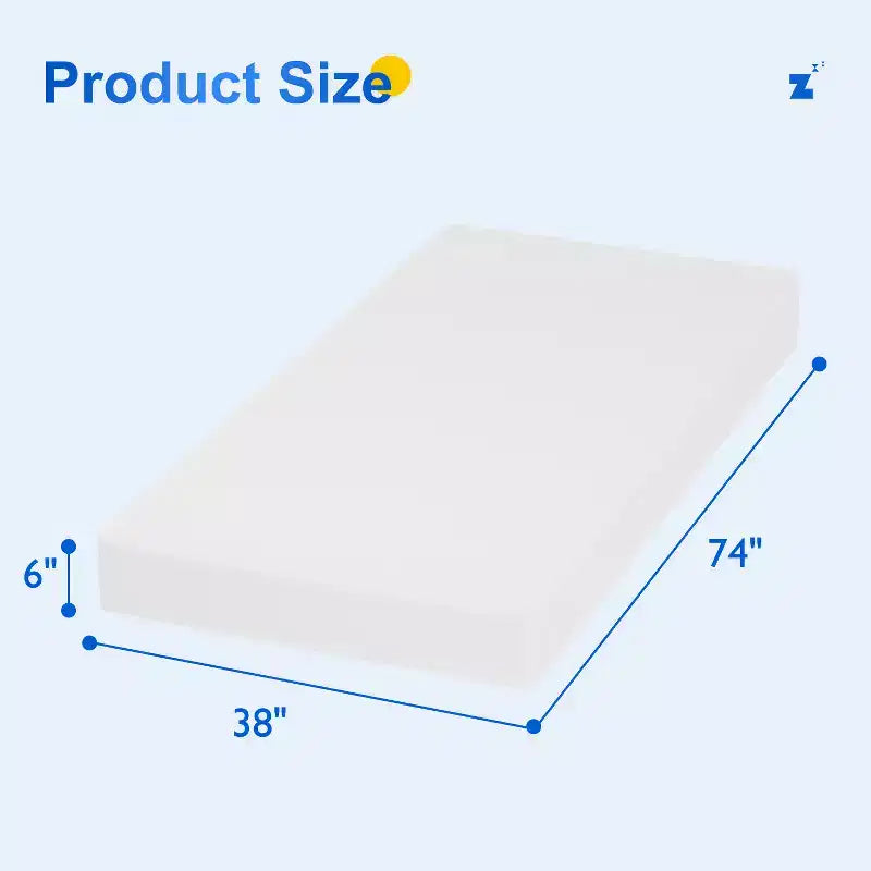 Materasso in Memory Foam al Gel e Carbone di Bambù da 6 Pollici, Rigidità Media, Certificato CertiPUR-US, Confezionato in Scatola