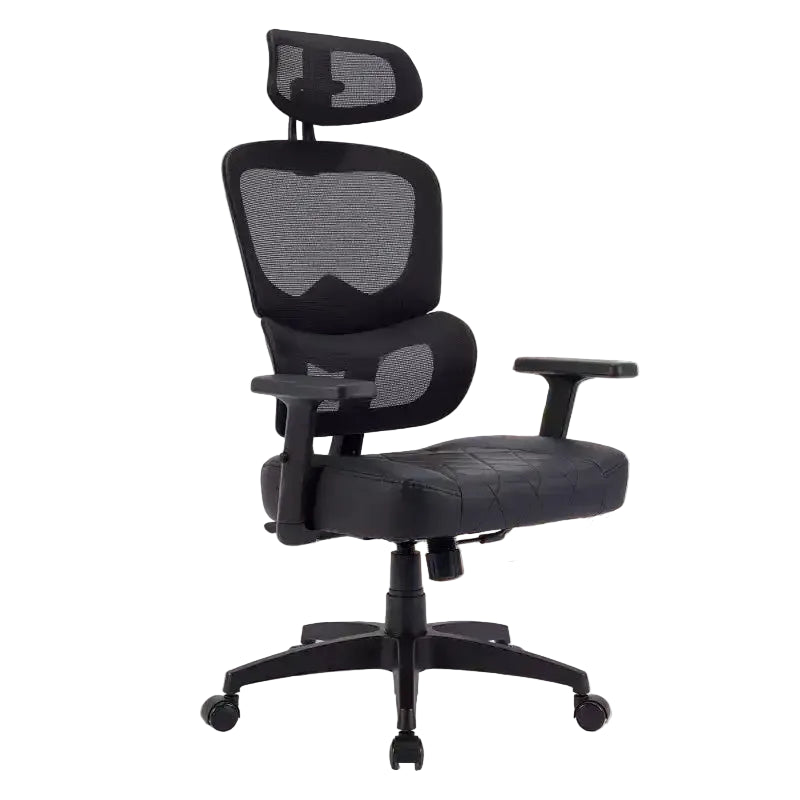 VECELO Swivel Ergonomic High Back Mesh Office Chair with Adjustable Headrest Armrest, Lumbar Support for Executive/Computer Desk/Task Work Black