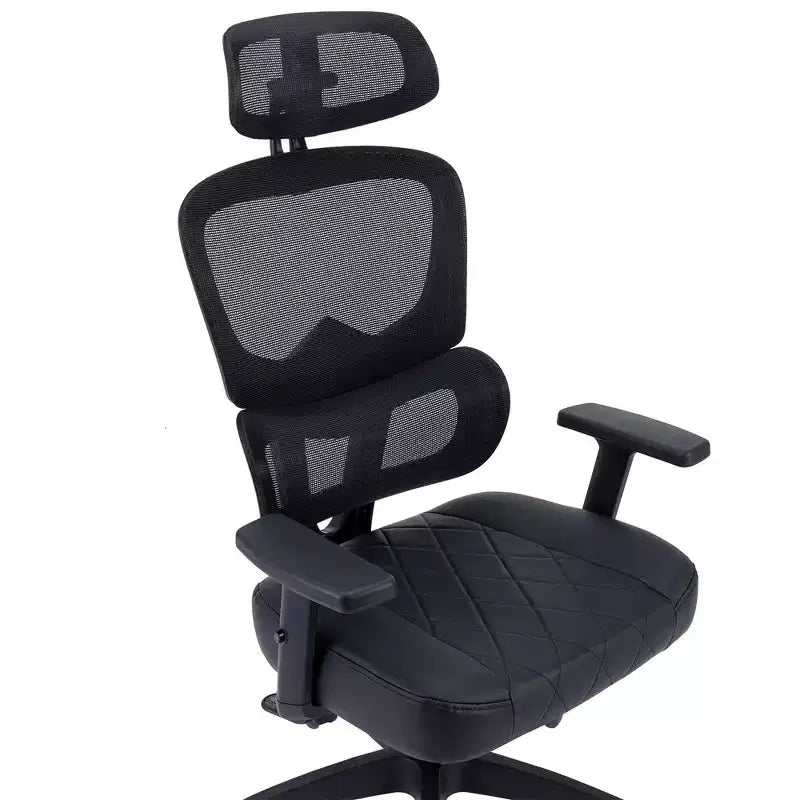 Sedia da ufficio ergonomica con schienale alto in rete, poggiatesta e braccioli regolabili, supporto lombare, 150 kg