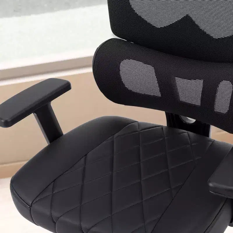 Sedia da ufficio ergonomica con schienale alto in rete, poggiatesta e braccioli regolabili, supporto lombare, 150 kg