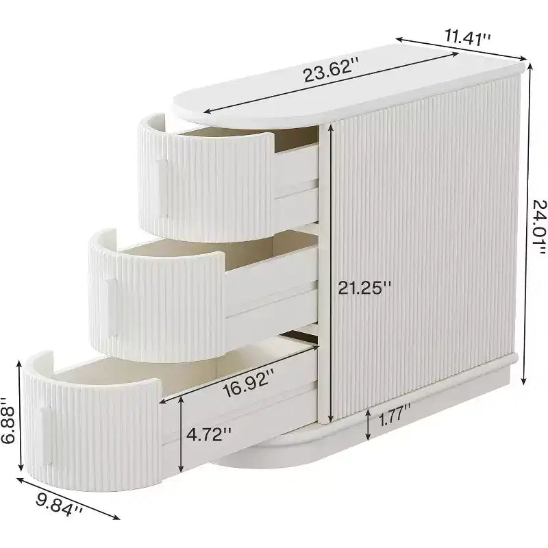 Tavolino con 3 cassetti Slim, Finitura Noce, Legno massello e MDF, Nessun montaggio richiesto