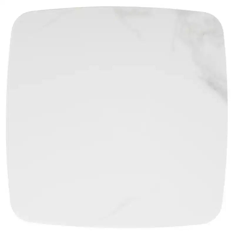 Tavolino finale quadrato, piano in finto marmo bianco, gambe in rovere, stile metà secolo, 50,8 cm L x 50,8 cm P x 45,7 cm H