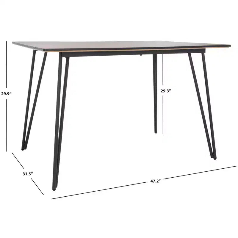 Tavolo da pranzo industriale per 4 persone, piano in mogano, base con gambe miste, 120 cm L x 80 cm P x 76 cm H