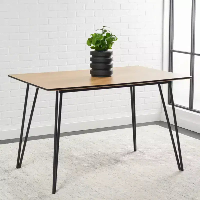 Tavolo da pranzo industriale per 4 persone, piano in mogano, base con gambe miste, 120 cm L x 80 cm P x 76 cm H