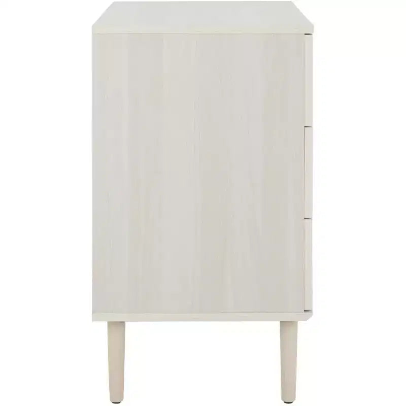 Cassettiera a 3 cassetti con rete in rattan, superficie in legno di gomma, ferramenta antiribaltamento, capacità 79 kg