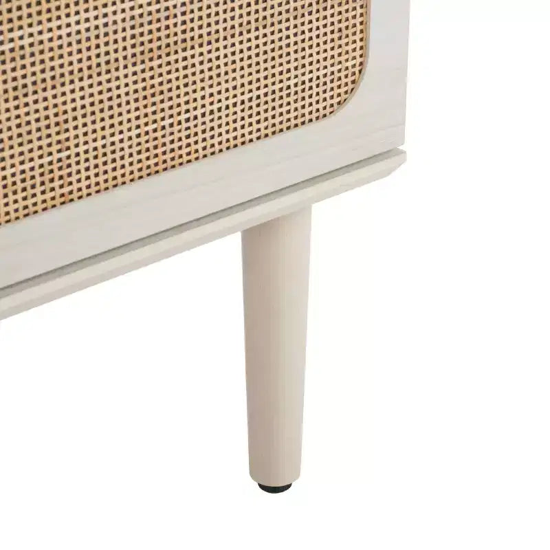 Cassettiera a 3 cassetti con rete in rattan, superficie in legno di gomma, ferramenta antiribaltamento, capacità 79 kg
