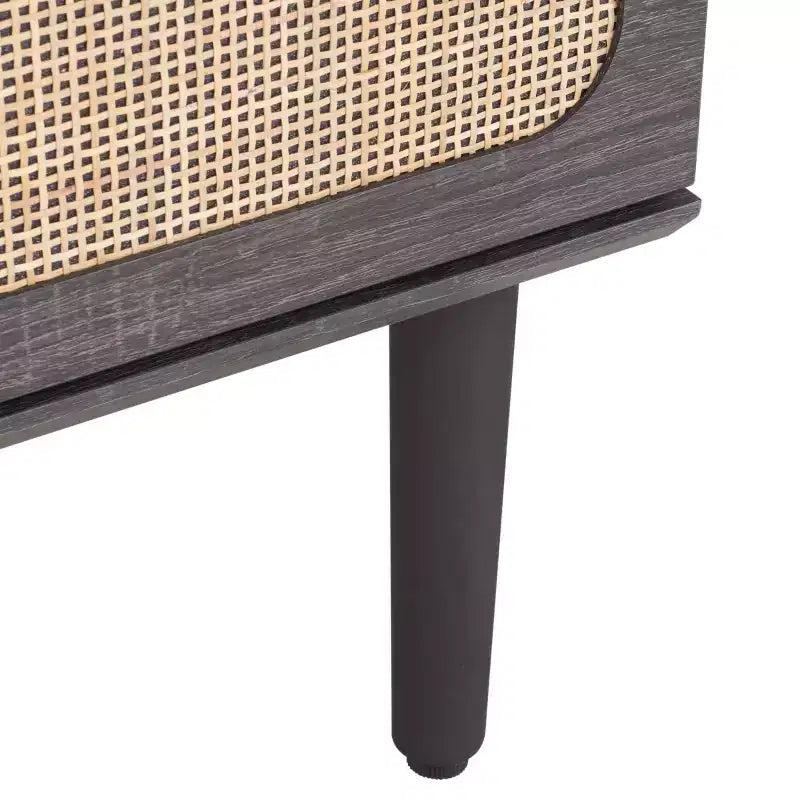 Cassettiera a 3 cassetti con rete in rattan, superficie in legno di gomma, ferramenta antiribaltamento, capacità 79 kg