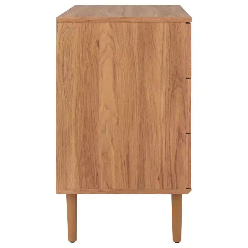 Cassettiera a 3 cassetti con rete in rattan, superficie in legno di gomma, ferramenta antiribaltamento, capacità 79 kg