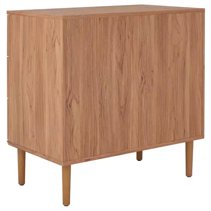 Cassettiera a 3 cassetti con rete in rattan, superficie in legno di gomma, ferramenta antiribaltamento, capacità 79 kg