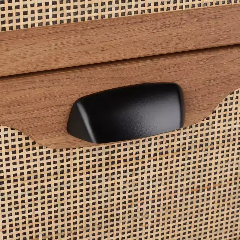 Cassettiera a 3 cassetti con rete in rattan, superficie in legno di gomma, ferramenta antiribaltamento, capacità 79 kg