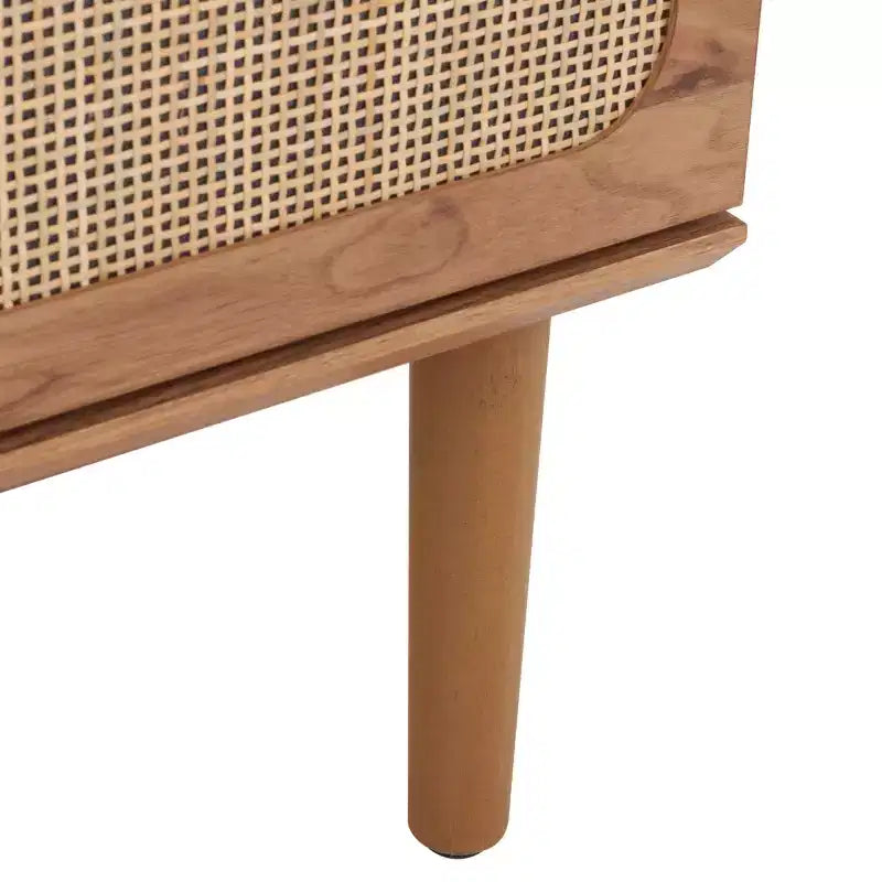 Cassettiera a 3 cassetti con rete in rattan, superficie in legno di gomma, ferramenta antiribaltamento, capacità 79 kg