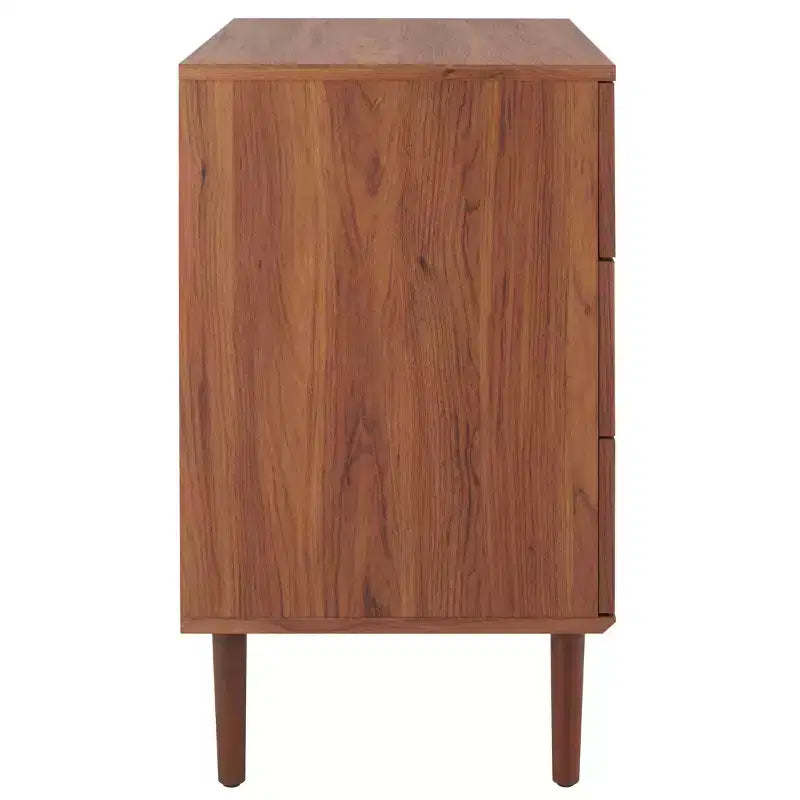Cassettiera a 3 cassetti con rete in rattan, superficie in legno di gomma, ferramenta antiribaltamento, capacità 79 kg