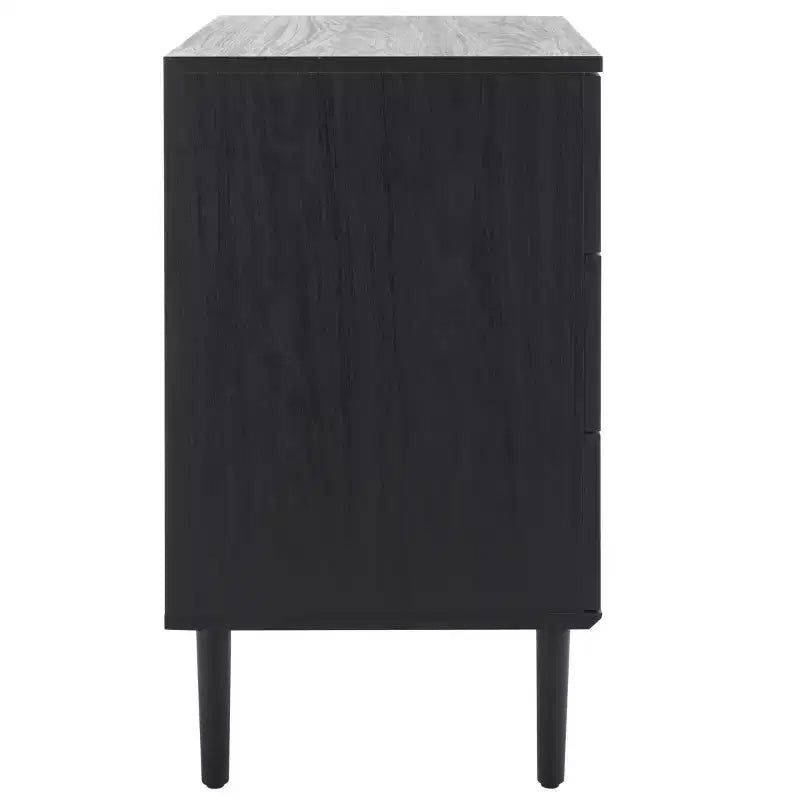 Cassettiera a 3 cassetti con rete in rattan, superficie in legno di gomma, ferramenta antiribaltamento, capacità 79 kg
