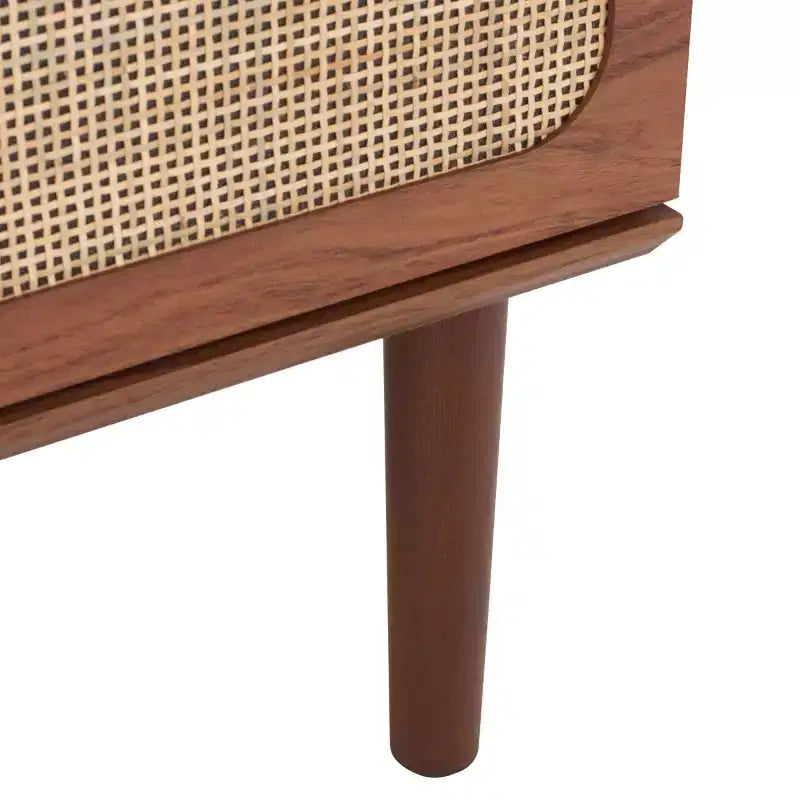 Cassettiera a 3 cassetti con rete in rattan, superficie in legno di gomma, ferramenta antiribaltamento, capacità 79 kg
