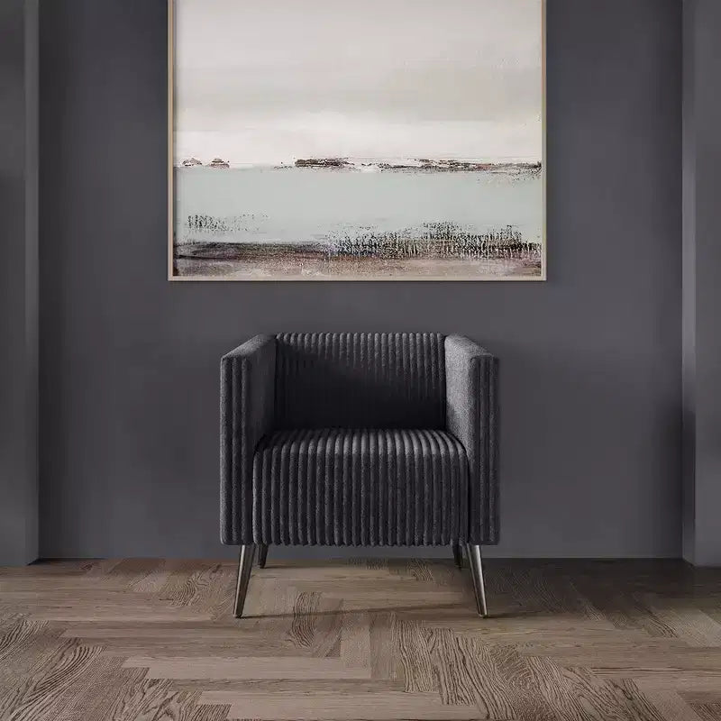 Poltrona d'accento rivestita in velluto con gambe in legno, capacità 113 kg, 77 cm L x 79 cm H